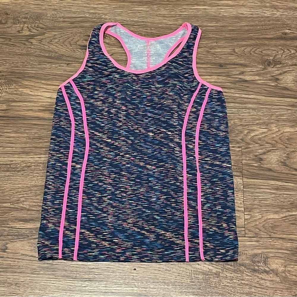 AZL Abstract Racerback Tank Top Pink Lined Colorful Size M/L